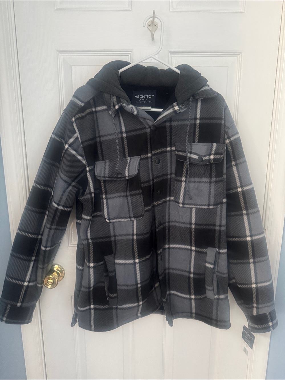 Architect Gray & Black Plaid Hooded flannel Jacket